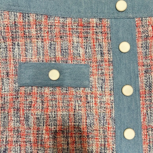 HOUSE OF HARLOW Mini Skirt Tweed Denim SZ 12 NWT - Picture 5 of 6